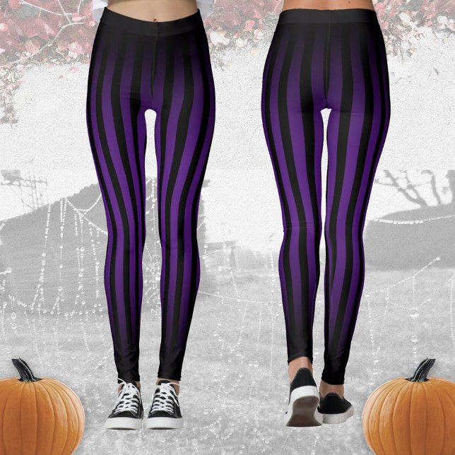 Halloween Black and purple vertical stripes ombre Leggings (Von Creator hochgeladen)