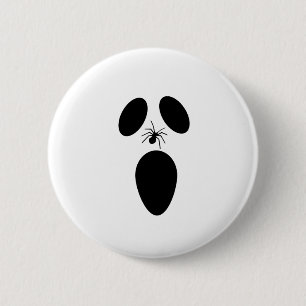 Halloween Black and White Beängstigend Ghost Face Button