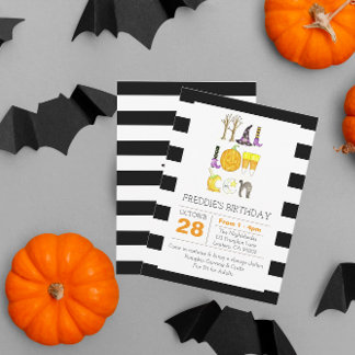 Halloween Black and White Geburtstag Einladung