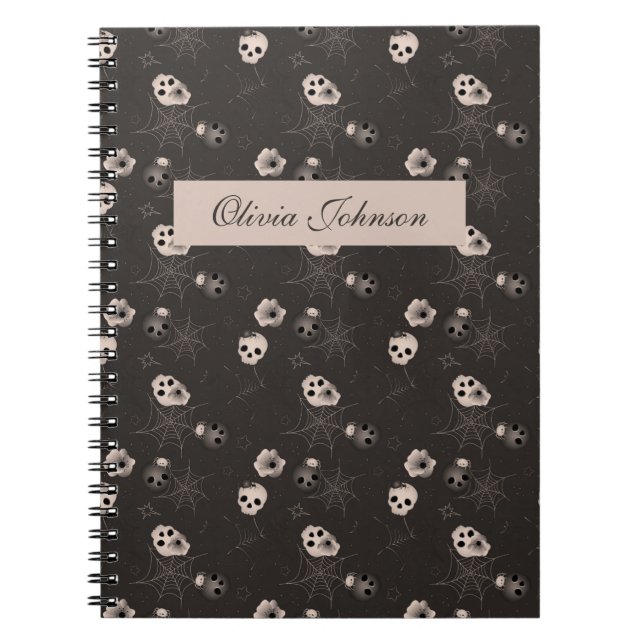 Halloween Black and White Skulls Modern Notizblock (Vorderseite)