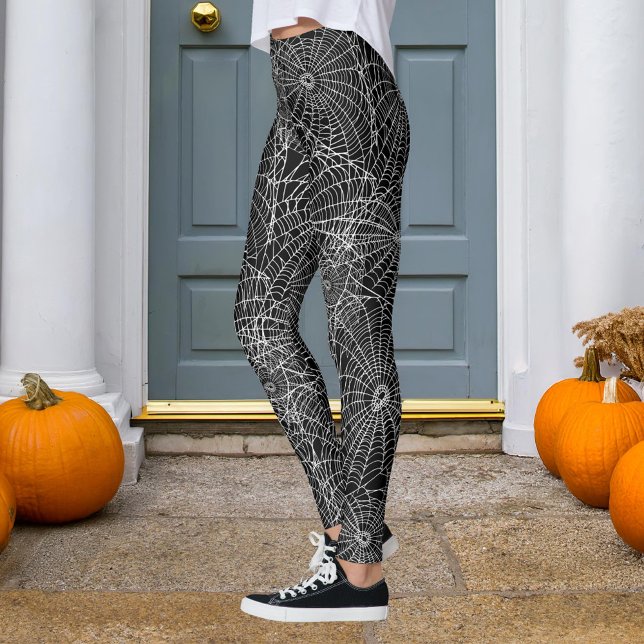 Halloween Black and White Spider Web Leggings (Von Creator hochgeladen)