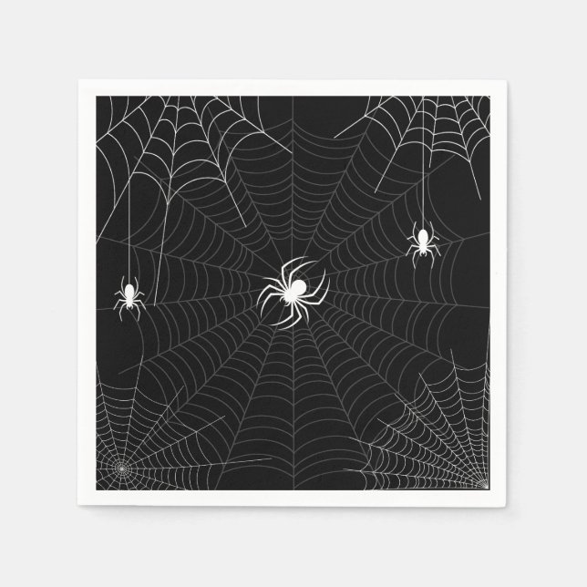 Halloween Black and White Spider Web Serviette (Vorderseite)