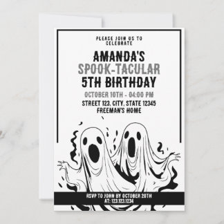 Halloween Black and White Spooky Ghosts Geburtstag Einladung