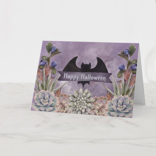 Halloween Black Bat Floral Karte (Von Creator hochgeladen)