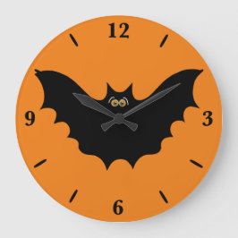 Halloween Black Bat Large Round Wall Clock  Große Wanduhr
