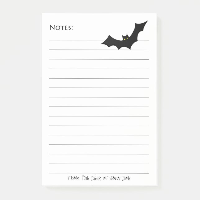 Halloween Black Bat Silhouette - Linke weiße Notiz (Vorderseite)