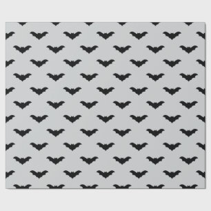 Halloween Black Bats Grau Nahtloses Wrapping Paper Geschenkpapier