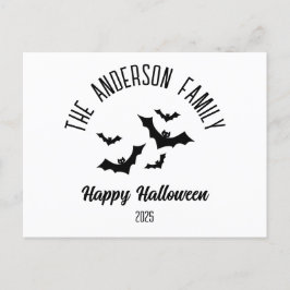 Halloween Black Bats Personalisiert Name Year Feiertagspostkarte