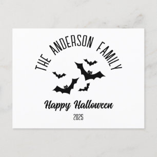 Halloween Black Bats Personalisiert Name Year Feiertagspostkarte