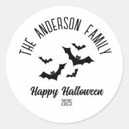 Halloween Black Bats Personalisiert Name Year Runder Aufkleber