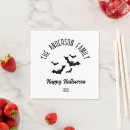 Halloween Black Bats Personalisiert Name Year Serviette