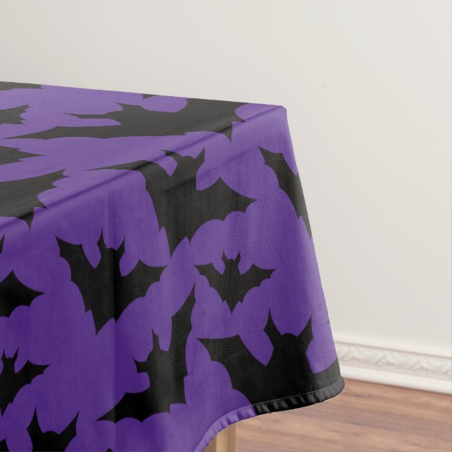 Halloween black bats purple cool spooky pattern tischdecke (Beispiel)