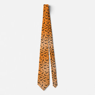 Halloween Black Bats Random Muster Orange BG Krawatte