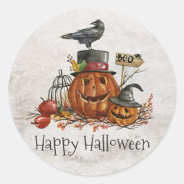Halloween Black Bird und Pumpkins | Aufkleber