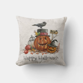 Halloween Black Bird und Pumpkins | Dekokissen