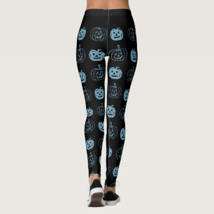 Halloween Black Blue Pumpkin Pattern Kostüm Leggings