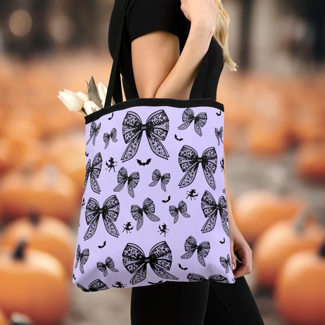 Halloween Black Bow Coquette Lila Hexe (Halloween Black Bow Coquette Purple Witch Tote Bag)