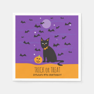 Halloween Black Cat and Bats Paper Napkin Serviette