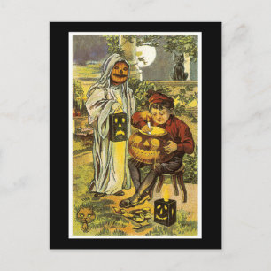 Halloween Black Cat and Boy Postkarte