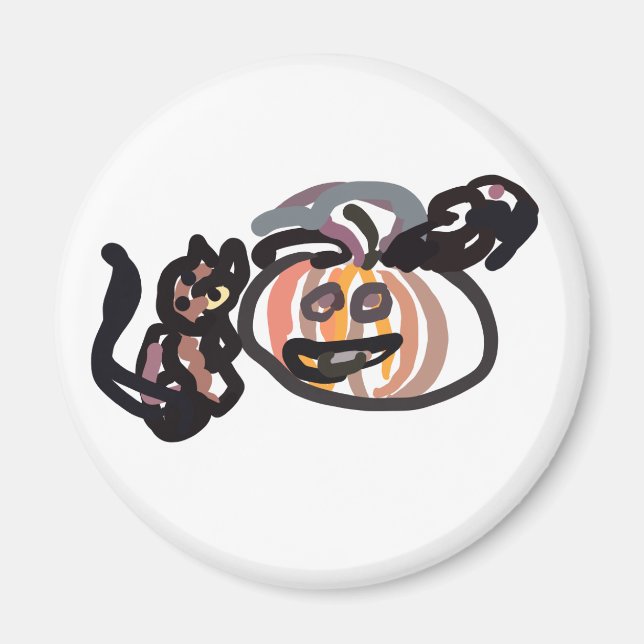 Halloween black cat and raven magnet (Vorne)