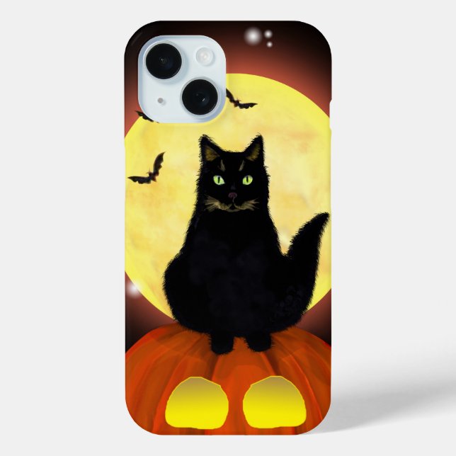 Halloween Black Cat auf Kürbis Case-Mate iPhone Hülle (Rückseite)
