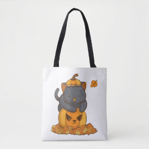 Halloween Black Cat auf Pumpkin mit Herbst