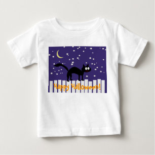 Halloween Black Cat auf Zaun Baby T-shirt