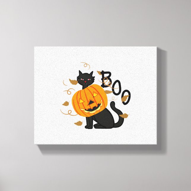 Halloween Black Cat Boo Leinwanddruck (Vorderseite)
