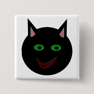 Halloween Black Cat Button