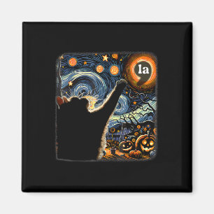 Halloween Black Cat Comma La Starry Night Art Kama Magnet