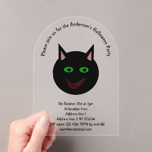 Halloween Black Cat Custom Acryleinladungen