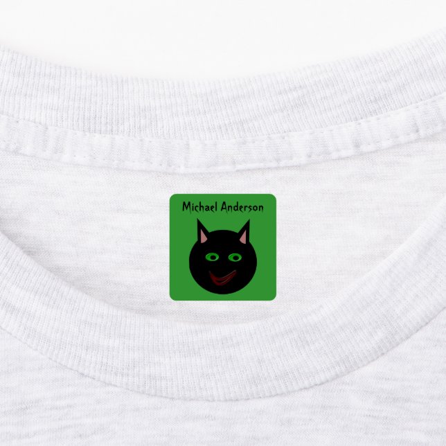 Halloween Black Cat Custom Kids Etiketten (Befestigt)