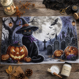 Halloween Black Cat Decoupage Tissue Paper Seidenpapier