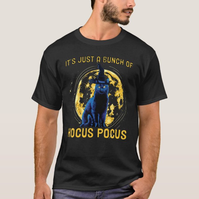 Halloween Black Cat Es ist nur ein Haufen Hocus Po T-Shirt (Vorderseite)