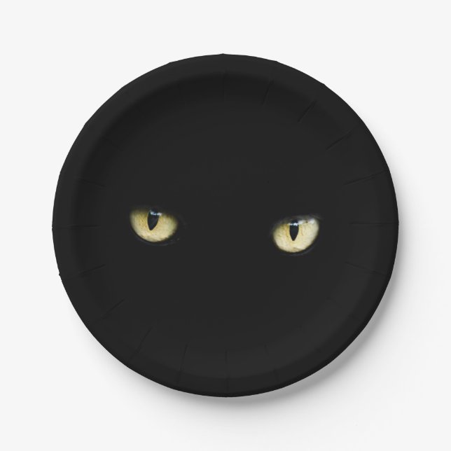 Halloween Black Cat Eyes Papierplatte Pappteller (Vorderseite)