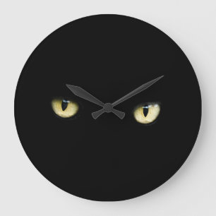 Halloween Black Cat Eyes Wall Clock Große Wanduhr