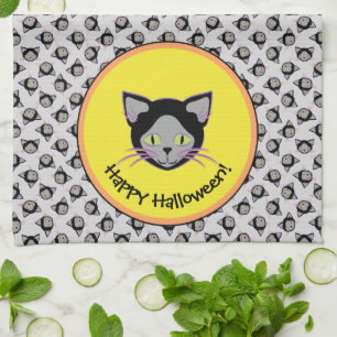 Halloween Black Cat Face Pattern Handtuch