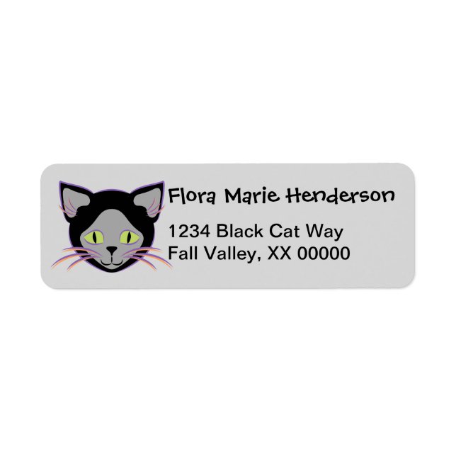 Halloween Black Cat Face Personalisierter Name (Vorne)