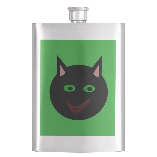 Halloween Black Cat Flask Flachmann (Vorderseite)