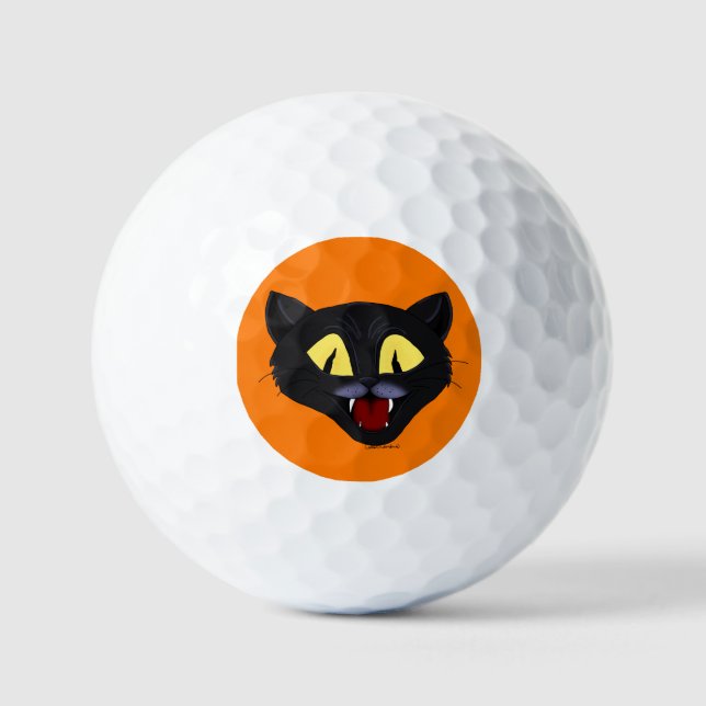 Halloween Black Cat Golfball (Vorderseite)