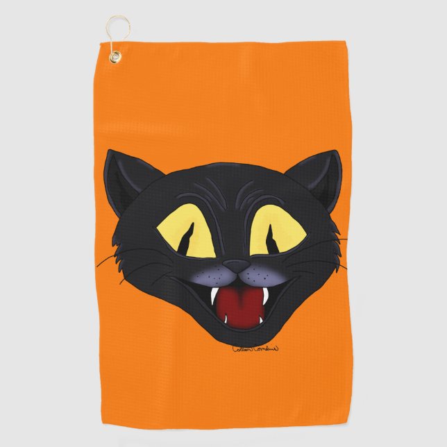 Halloween Black Cat Golfhandtuch (Vorderseite)