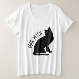 Halloween Black Cat Good Hexe Große Größe T-Shirt