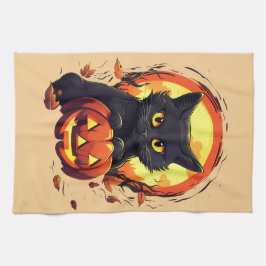 Halloween Black Cat, Herbstlaube, Geschirrtuch