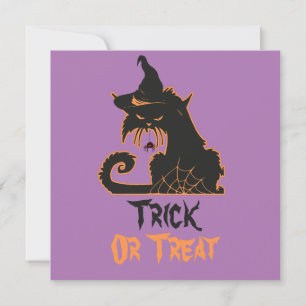 Halloween Black Cat Hexe Spooky Spiders Karte