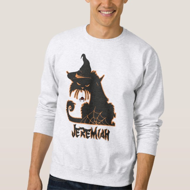 Halloween Black Cat Hexe Spooky Spiders Sweatshirt (Vorderseite)