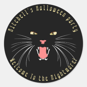 Halloween Black Cat Hissing Fun Slogan Sticker