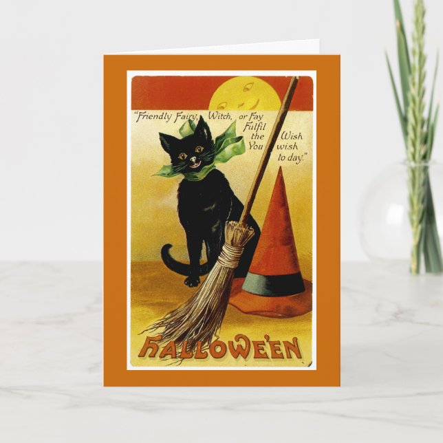 Halloween Black Cat Karte (Vorderseite)