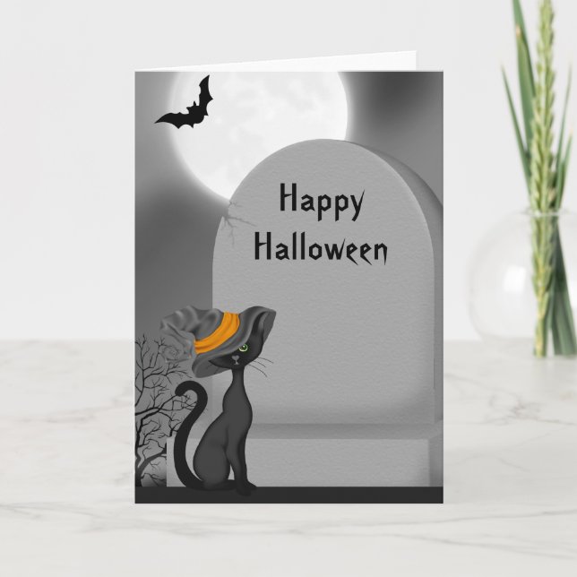 Halloween Black Cat Karte (Vorderseite)