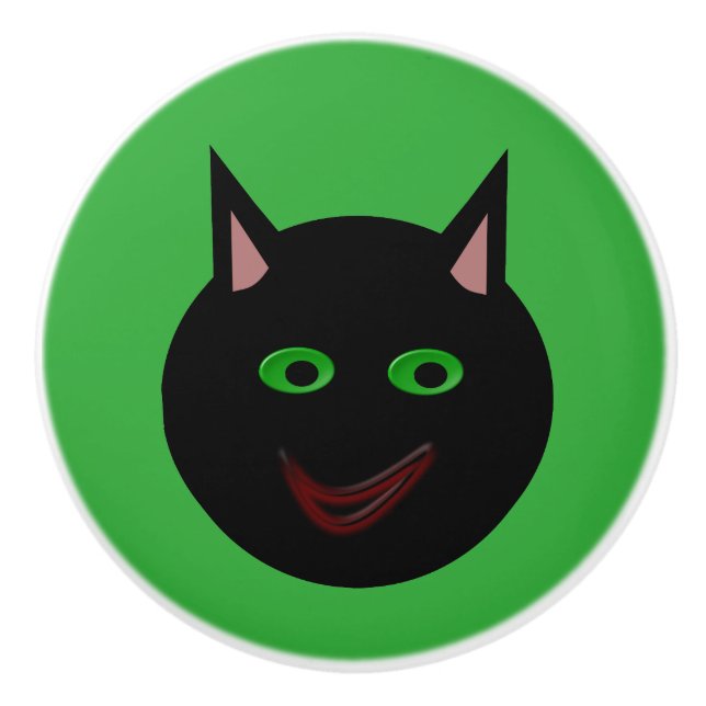 Halloween Black Cat Keramik Knock Keramikknauf (Vorderseite)