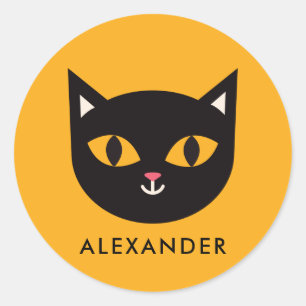 Halloween Black Cat Kids Runder Aufkleber